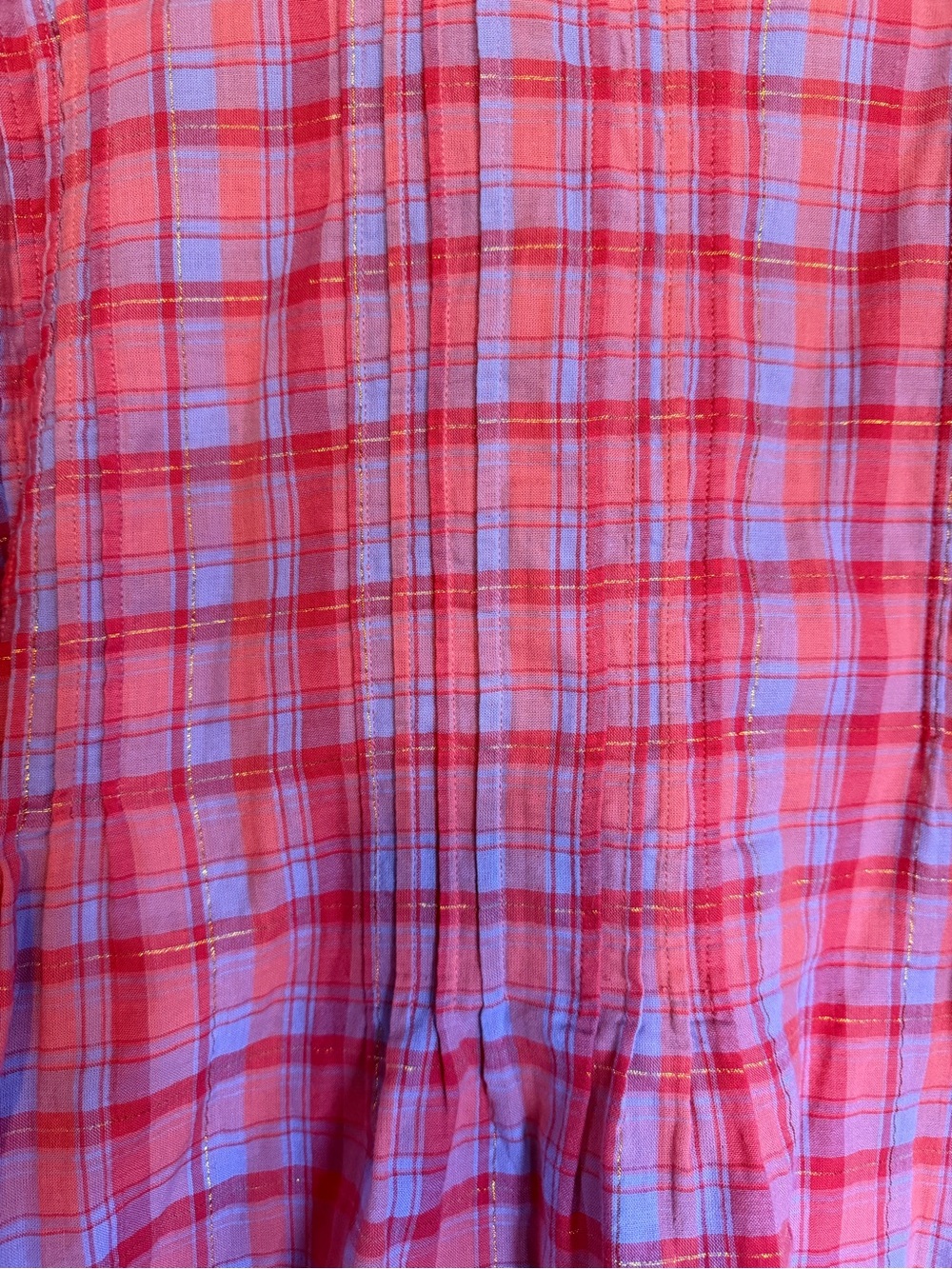 NATURAL LIFE Pink & Lavender Plaid Henley Peplum Top Size Medium - Picture 2 of 5